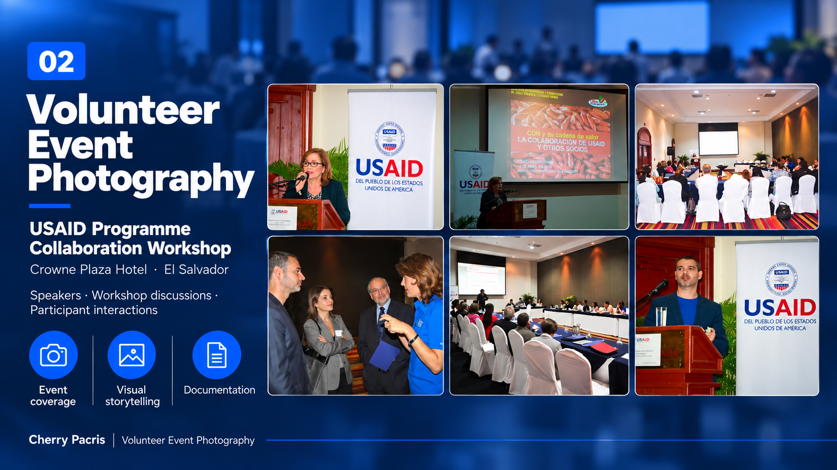 Volunteer event photography for a USAID programme collaboration workshop at Crowne Plaza Hotel in El Salvador